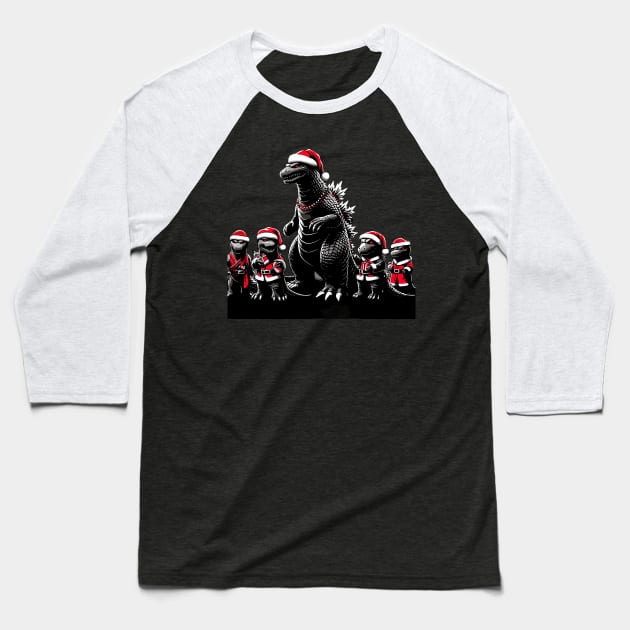 Godzilla - xmas Baseball T-Shirt by Rizstor